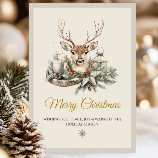 Elegante Rustic Noël Christmas Card - Moderner Win Karte (A heartfelt rustic holiday card with vintage charm and warmth.)