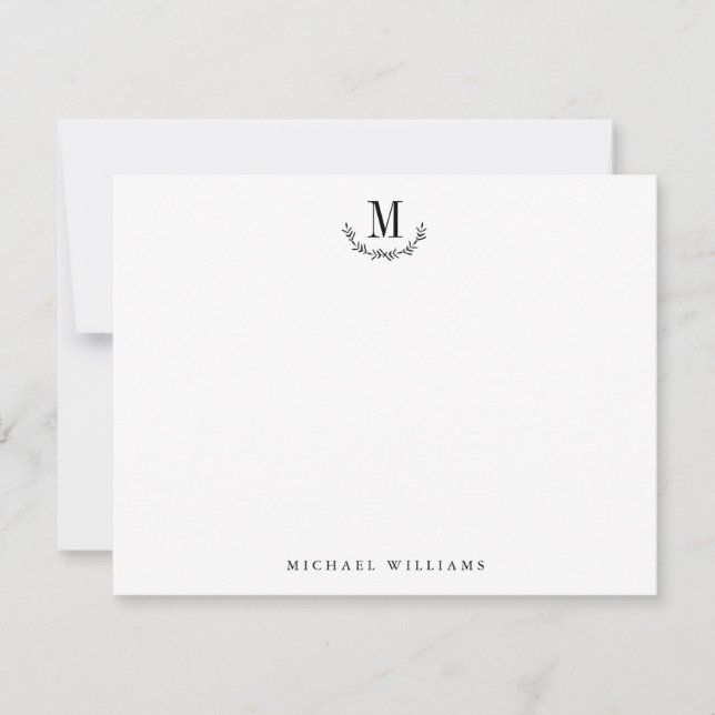 Elegante Rustic Wild Forest Monogram Stationery Mitteilungskarte (Vorderseite)