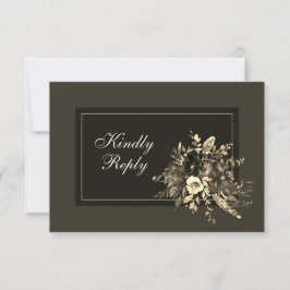 Elegante Rustikal getrocknete dunkle Blütenschokol RSVP Karte