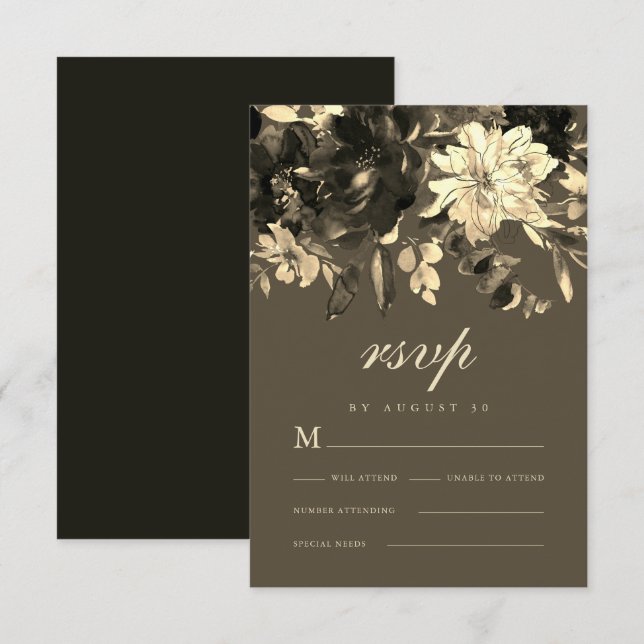 Elegante Rustikal getrocknete Herbsthochzeit RSVP Karte (Vorne/Hinten)