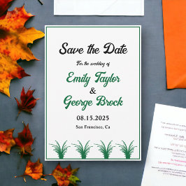 Elegante Rustikal Green Grass Boho Frame Hochzeit  Save The Date