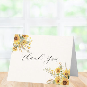 Elegante Rustikale Aquarell-Sonnenblumen-Blumen Ge Dankeskarte