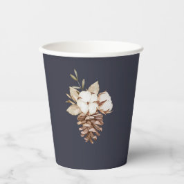 Elegante Rustikale Baumwolle & Pinecone Weihnachte Pappbecher