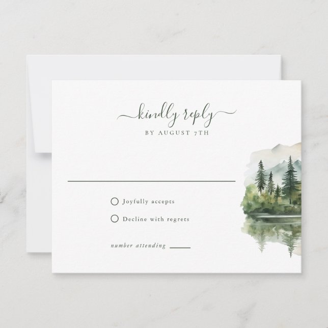 Elegante Rustikale Bergwelt Hochzeit RSVP Karte (Vorderseite)