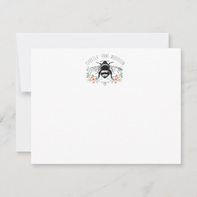 Elegante rustikale Bienennotizkarte Mitteilungskarte (Vorderseite)
