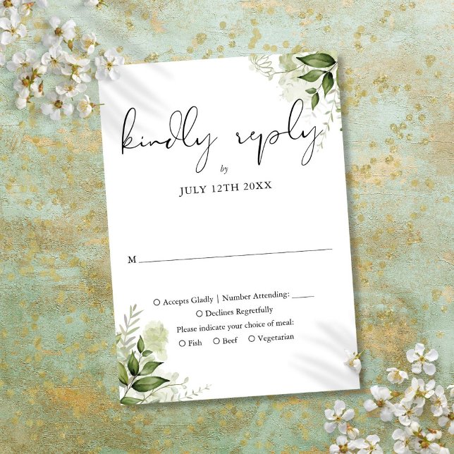 Elegante Rustikale Blätter Hochzeit RSVP Karte (Elegant Rustic Greenery Leaves Wedding RSVP Card)