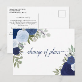 Elegante rustikale blaue Rose - Hochzeitspläne änd Ankündigungspostkarte