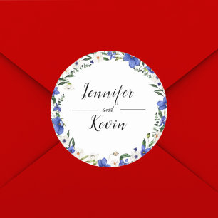 Elegante Rustikale Bunte Hochzeit mit Wildblumen Runder Aufkleber