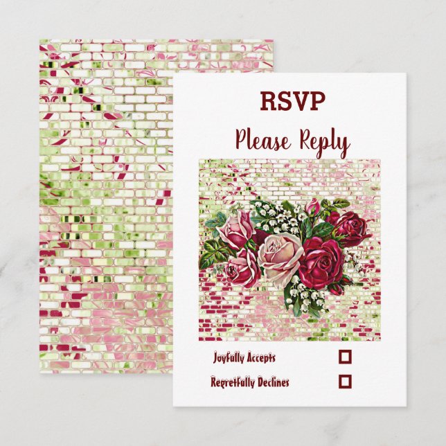 Elegante Rustikale Burgund Rose Maroon RSVP Karte (Vorne/Hinten)