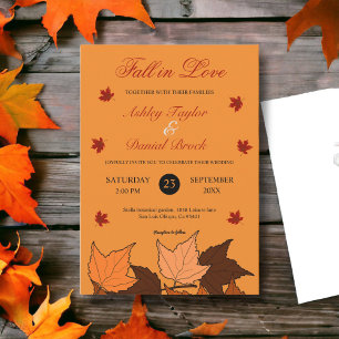 Elegante rustikale Burnt Orange Blätter Hochzeit i Einladung