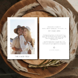 Elegante rustikale Elopement Wir sagten ja, Hochze Ankündigung