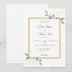 Elegante Rustikale Eukalyptus Calligraphy Gold Wed Einladung