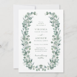 Elegante Rustikale Eukalyptus-Hochzeit Einladung