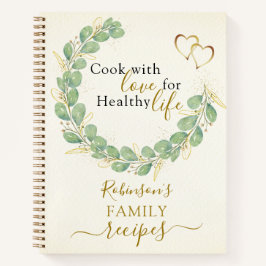 Elegante rustikale Eukalyptus Wreath Familienrezep Notizbuch