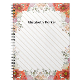 Elegante rustikale florale Küchenkochbuchrezepte Notizblock