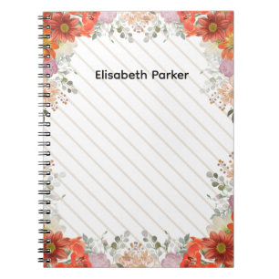 Elegante rustikale florale Küchenkochbuchrezepte Notizblock