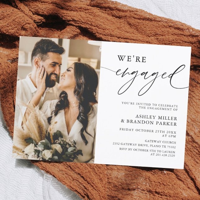 Elegante Rustikale Foto Engagement Partei Einladun Einladung (Von Creator hochgeladen)