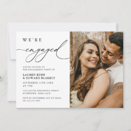 Elegante Rustikale Foto Kalligrafie Engagement Par Einladung