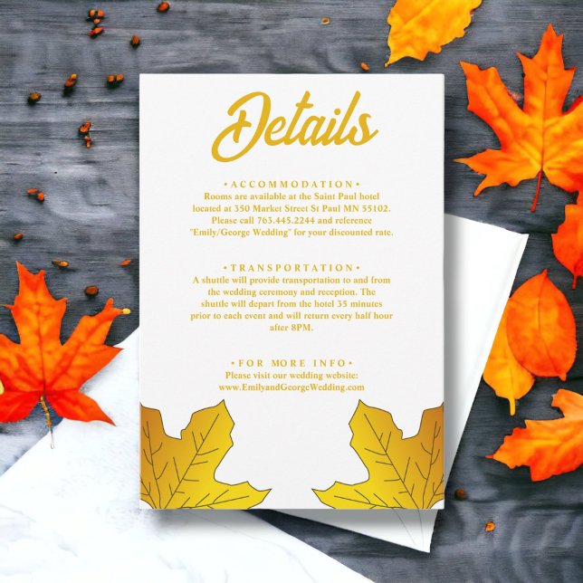 Elegante Rustikale Gold-Blätter fallen blutige Hoc Begleitkarte (Von Creator hochgeladen)