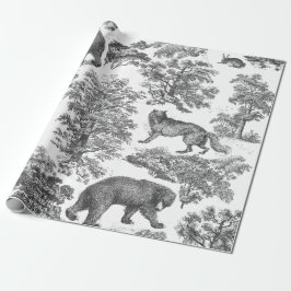 Elegante Rustikale, graue Waldtiere Toile Geschenkpapier