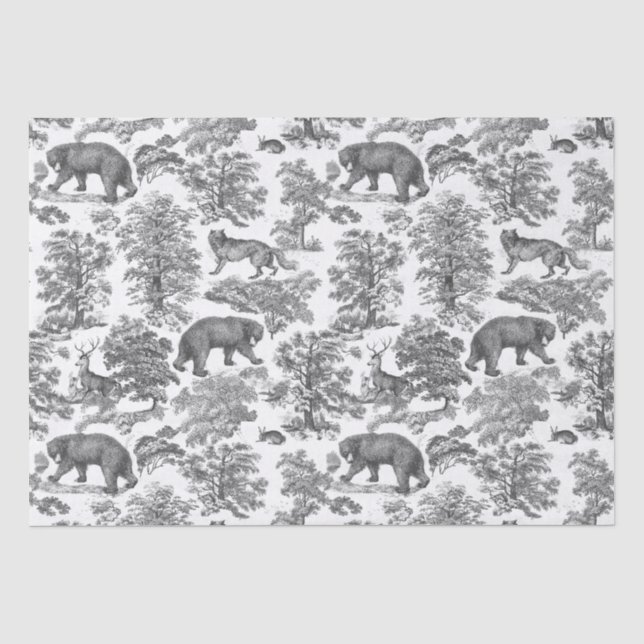 Elegante Rustikale, graue Waldtiere Toile Seidenpapier (Vorderseite)