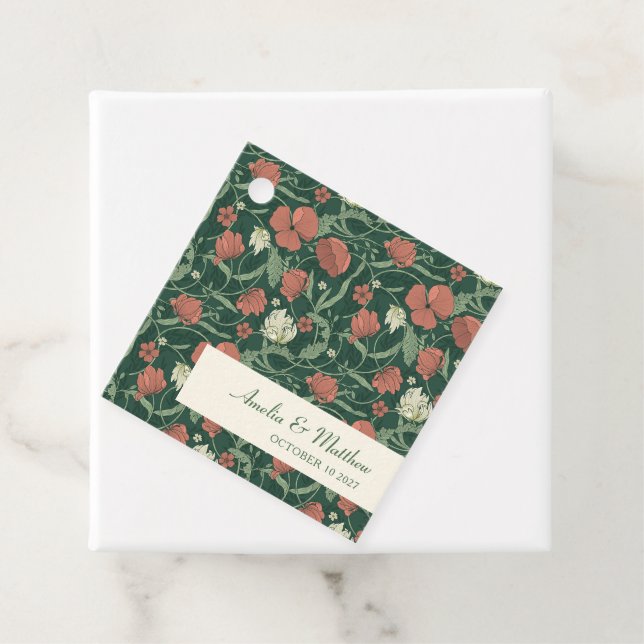 Elegante rustikale, grüne Blütenhochzeit Geschenkanhänger (Beispiel)