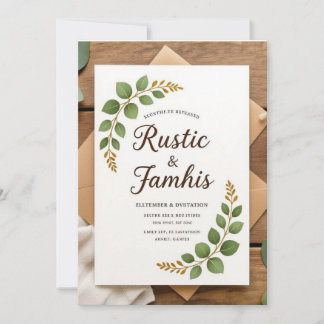 Elegante Rustikale Grüne Einladung zur Hochzeit