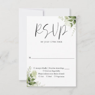 Elegante Rustikale Grünpflanzen Hochzeit der Blume RSVP Karte