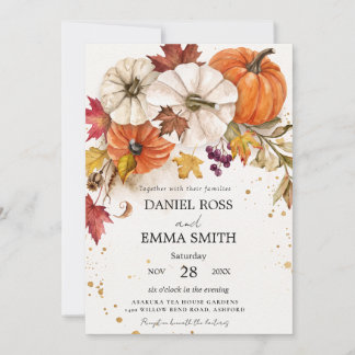 Elegante Rustikale Herbst Boho Kürbis Hochzeit Einladung