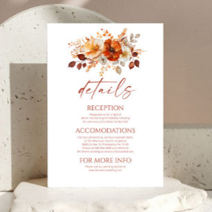 Elegante Rustikale Herbst-Herbst-Blumen-Hochzeitsd Begleitkarte