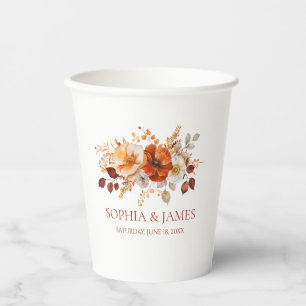 Elegante Rustikale Herbst-Herbst-Blumenhochzeit Pappbecher