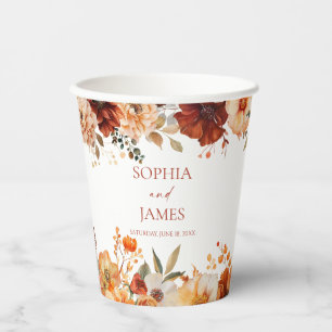 Elegante Rustikale Herbst-Herbst-Blumenhochzeit Pappbecher