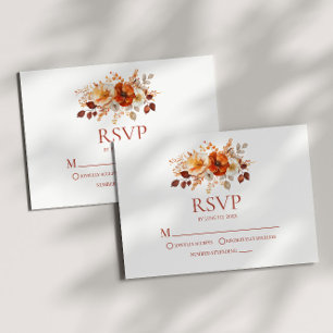 Elegante Rustikale Herbst-Hochzeit mit Blumen RSVP Karte