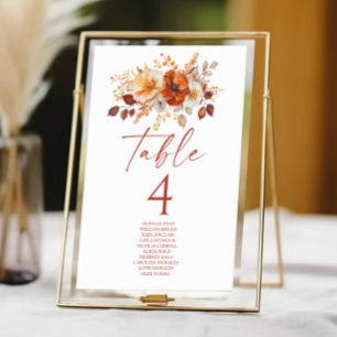 Elegante Rustikale Herbst-Hochzeit mit Blumen Tischnummer