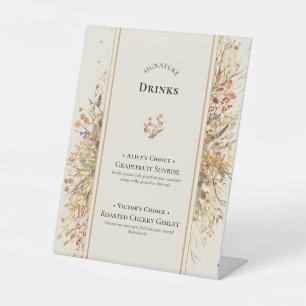 Elegante rustikale Herbstbeige Hochzeitssignaturge Sockelschild
