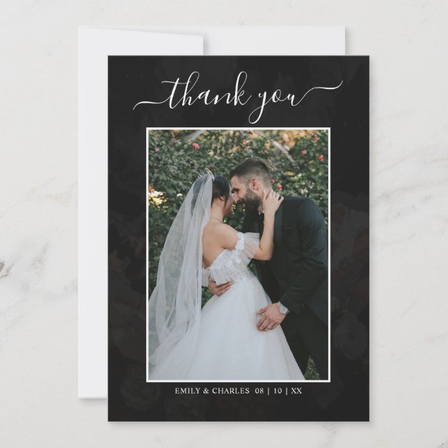 Elegante rustikale Herbsthochzeit-Blume Dankeskarte (Vorderseite)