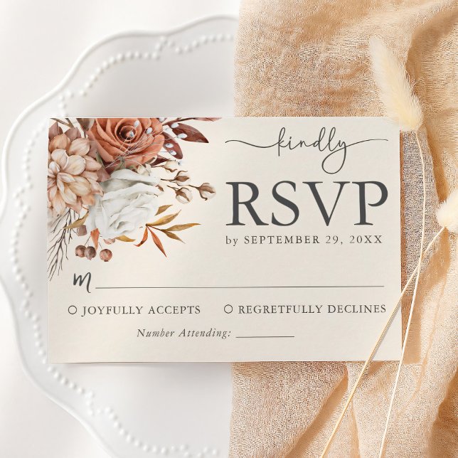 Elegante Rustikale Herbsthochzeit RSVP-Karte RSVP Karte (Von Creator hochgeladen)
