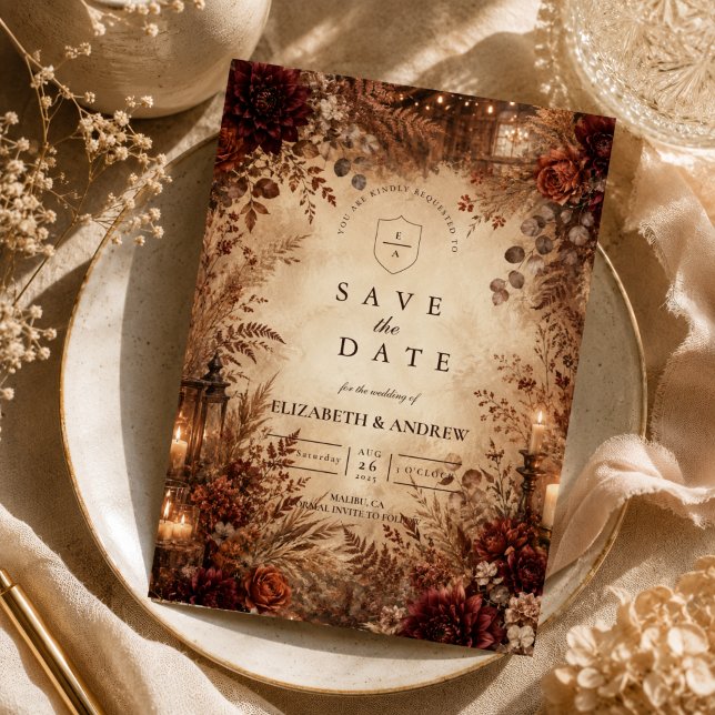 Elegante rustikale Herbsthochzeit Save The Date (Von Creator hochgeladen)