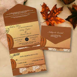 Elegante rustikale Herbstlaub Herbstblütenhochzeit All In One Einladung