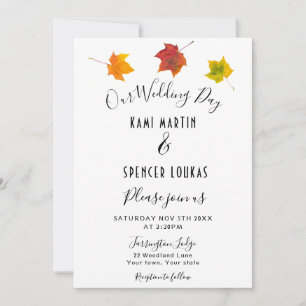 Elegante rustikale Herbstlaub Hochzeit Einladung