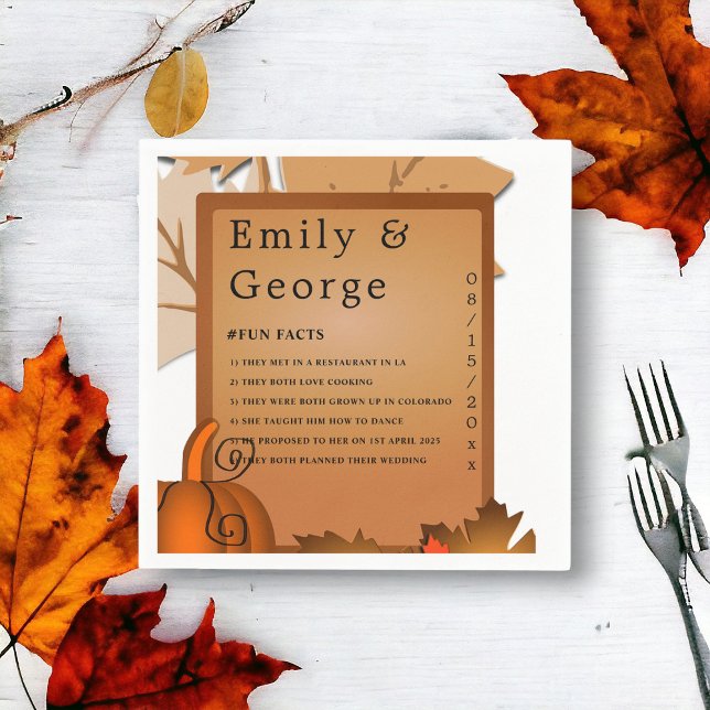 Elegante rustikale Herbstlaub Pumpkin Herbsthochze Serviette (Von Creator hochgeladen)