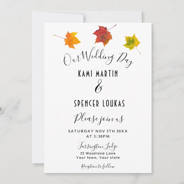 Elegante rustikale Herbstlaube Hochzeit Einladung (Vorderseite)