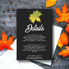 Elegante rustikale Herbstlaube Schwarz-Weiß-Hochze Begleitkarte