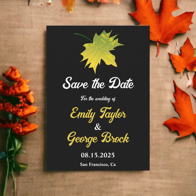 Elegante rustikale Herbstlaube Schwarz-Weiß-Hochze Save The Date (Von Creator hochgeladen)