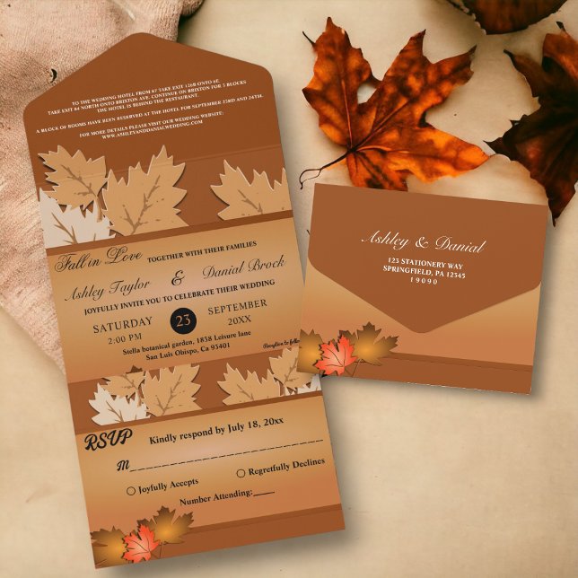 Elegante rustikale Herbstleaves fallen blutige Hoc All In One Einladung (Von Creator hochgeladen)