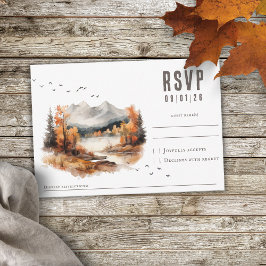 Elegante rustikale Herbstmontage Hochzeitslandscha RSVP Karte