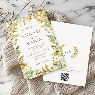 Elegante Rustikale Herbstwald-Hochzeit Einladung