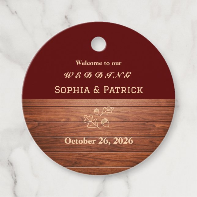 Elegante rustikale Hochzeit Geschenkanhänger (Vorderseite)