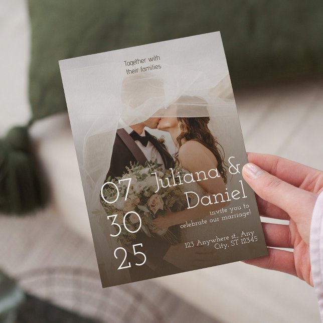 Elegante rustikale Hochzeit personalisieren Fotovo Einladung (Von Creator hochgeladen)