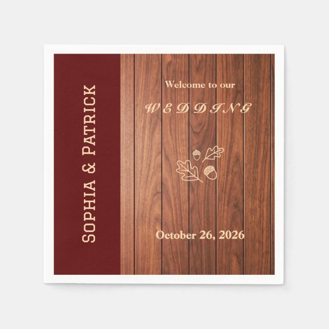 Elegante rustikale Hochzeitseinladung Serviette (Vorderseite)